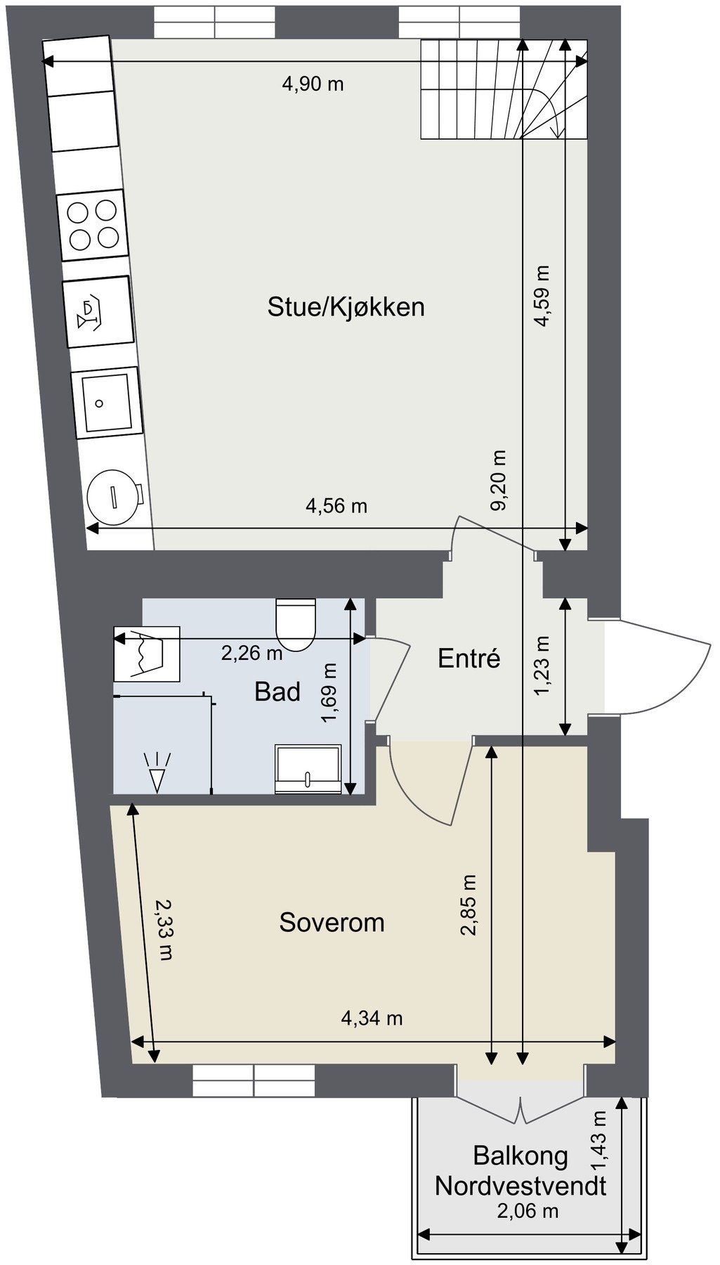 Plantegning 4. etasje. Skissen er ikke målbar og avvik kan forekomme. Galleribilde