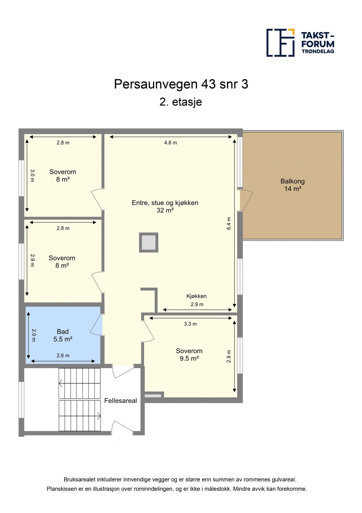 Planskisse 2.etasje. Ta en titt på planskissen og gjør deg kjent med romfordelingen! Skulle ikke oppsatt visningstidspunkt passe? Ta kontakt på 941 60 434, så finner vi en løsning. Galleribilde
