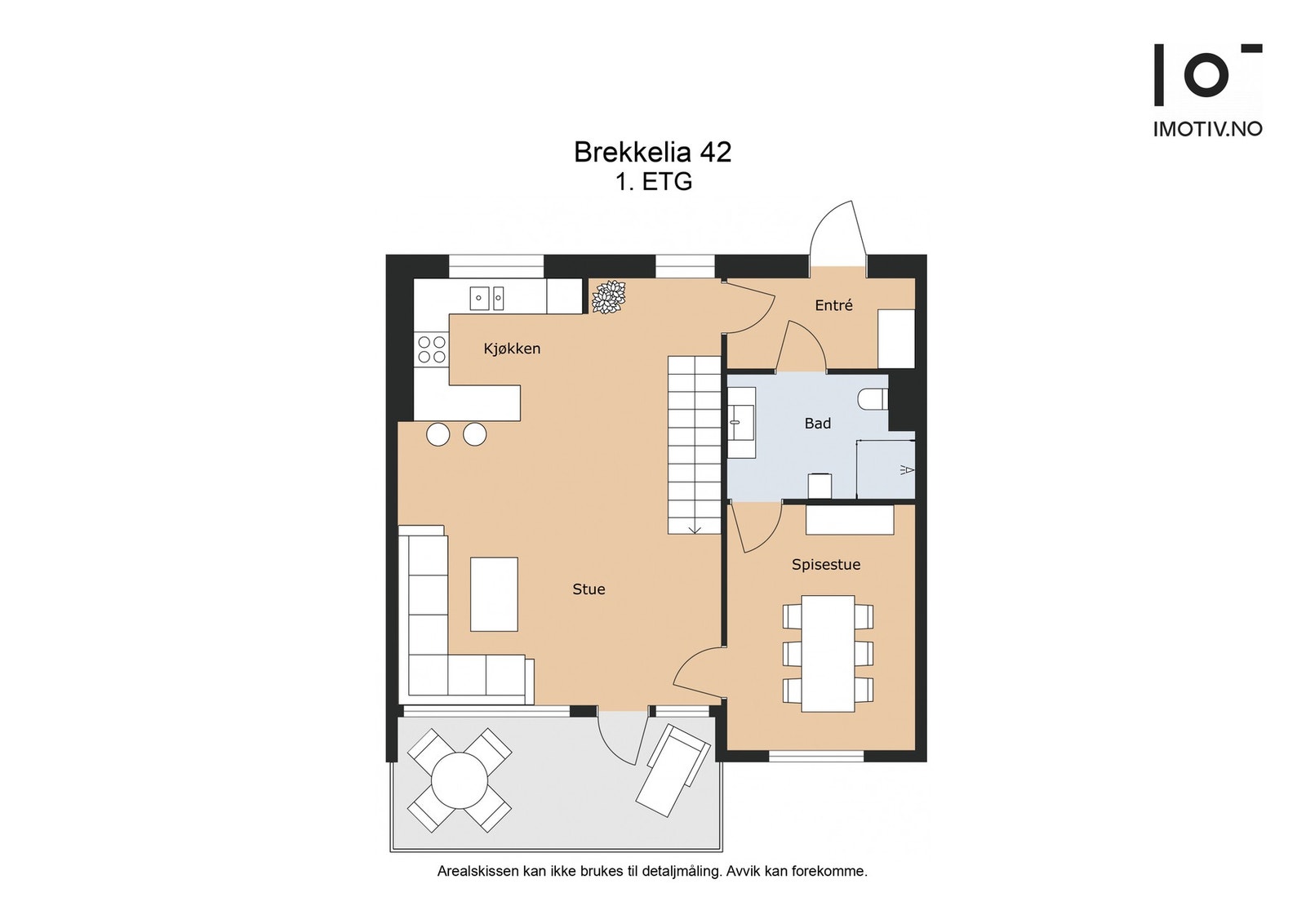 Planskisse 1. etg. Leiligheten ligger i byggets 3. og 4. etasje. Første etasje har areal BRA-i: 61 m² Galleribilde