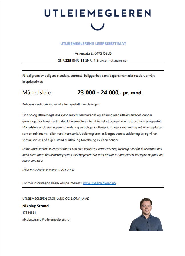 Vurdering fra utleiemegleren Galleribilde