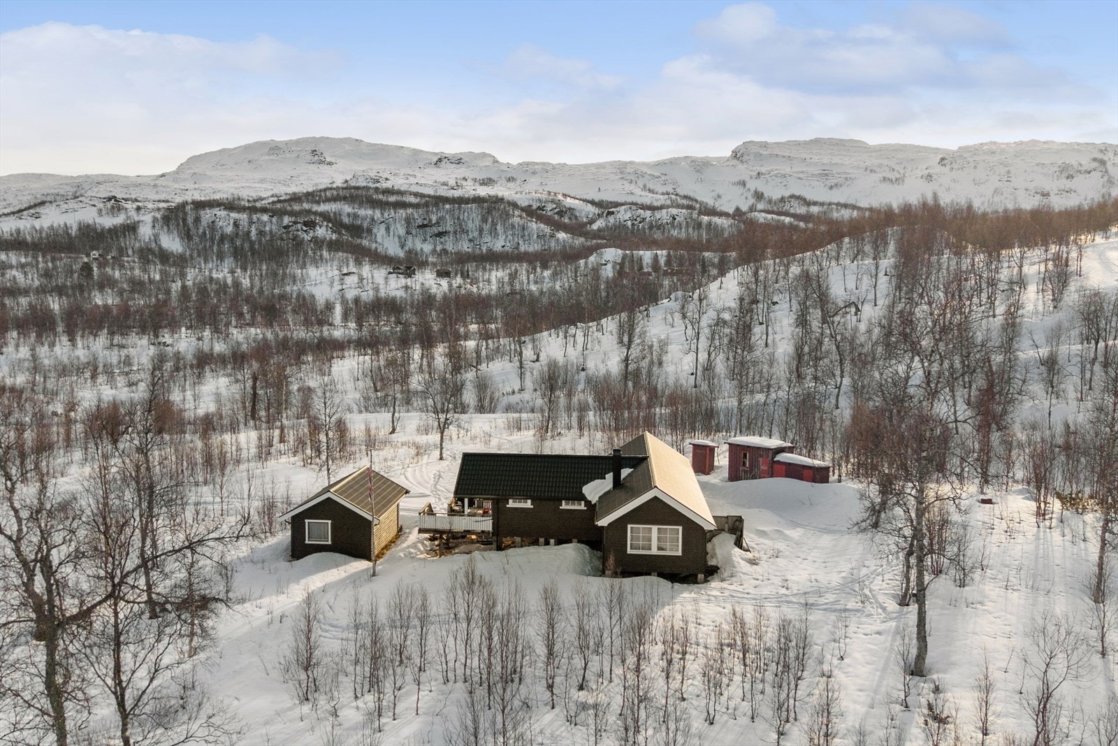 For skientusiasten er dette en drømmebeliggenhet med umiddelbar nærhet til Langrennsløype og en drøy kilometer til Sulitjelma Fjellandsby med skitrekk Galleribilde