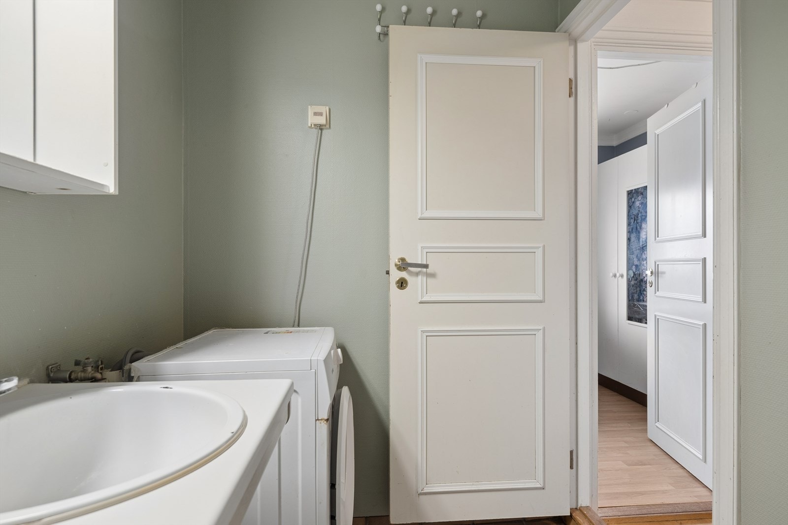 Det er opplegg for vaskemaskin. Galleribilde