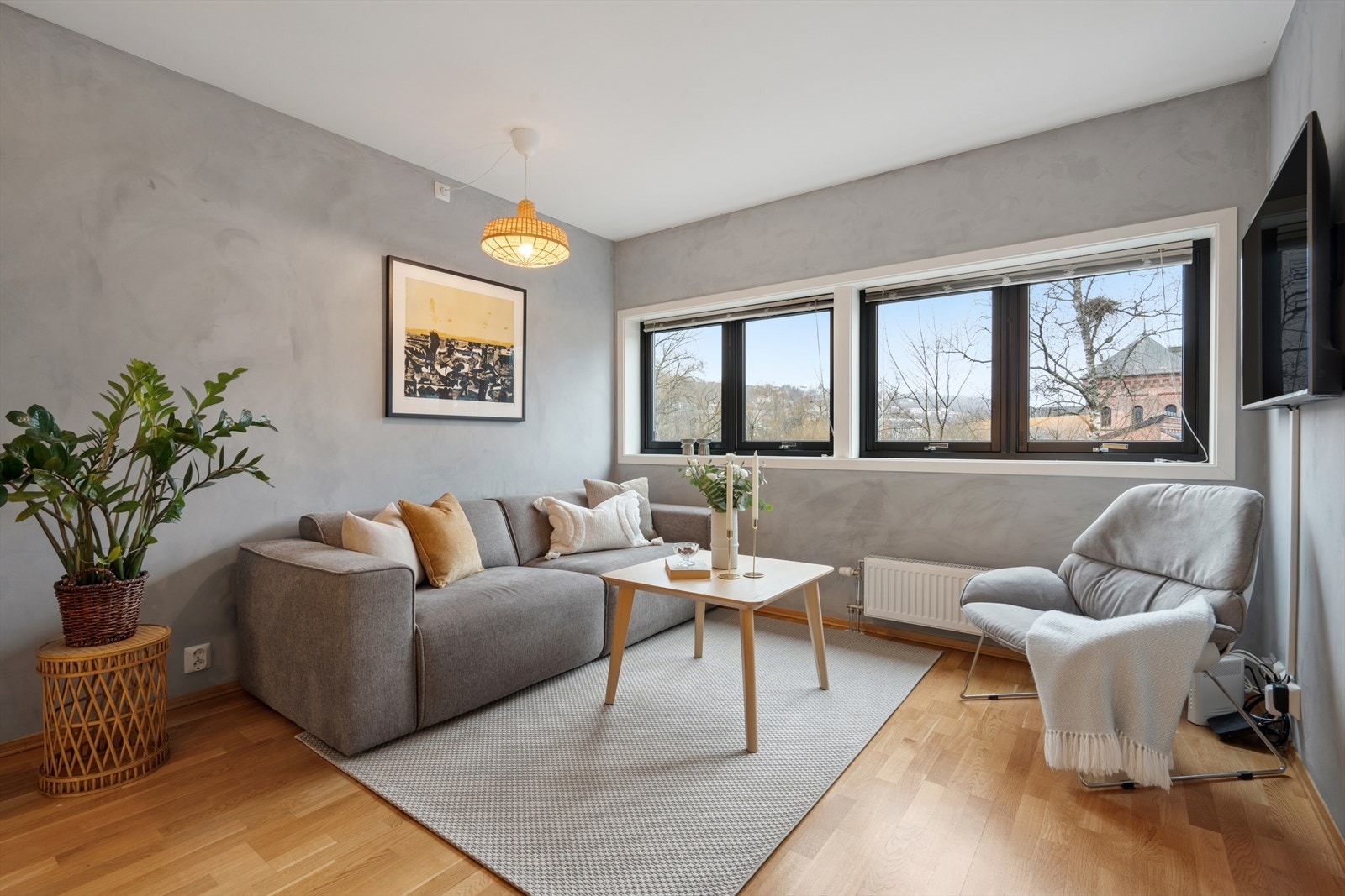 Naturlig sone til sofa og tv. Galleribilde