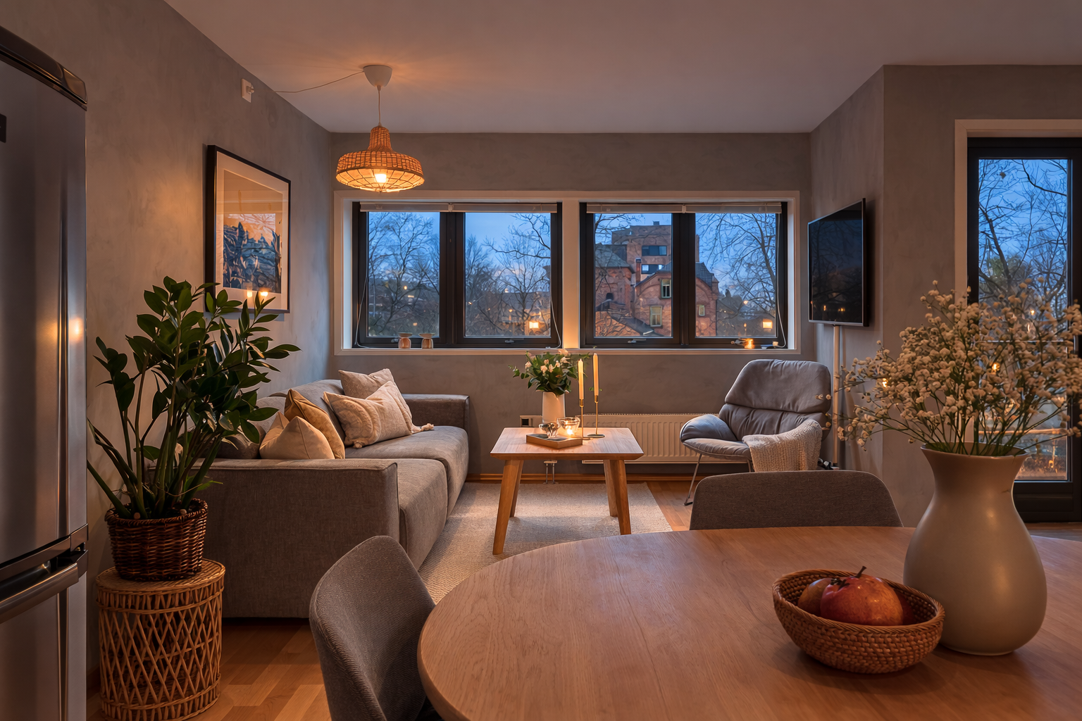 Kveldsstemningi stuen (AI generert bilde) Galleribilde