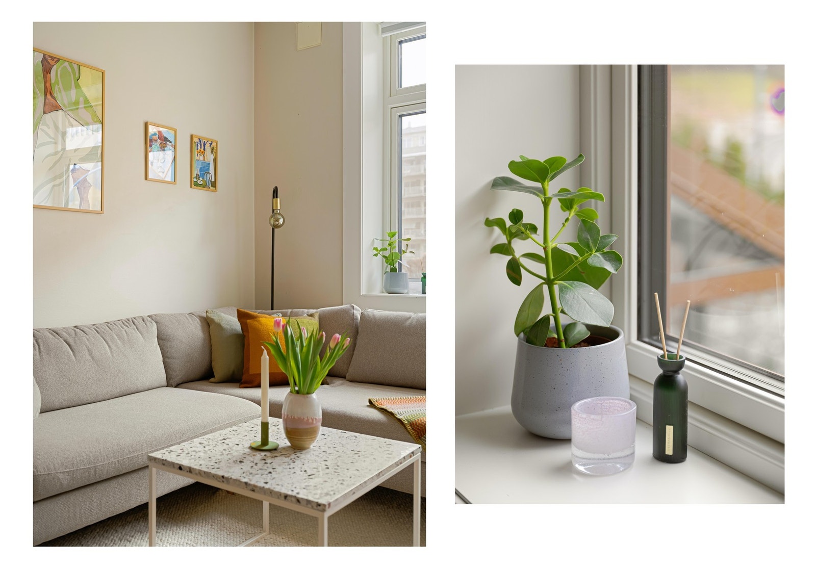 De dype vinduskarmene er veldig fine å innrede. Vinduer og balkongdør er for øvrig nye fra 2025. Galleribilde