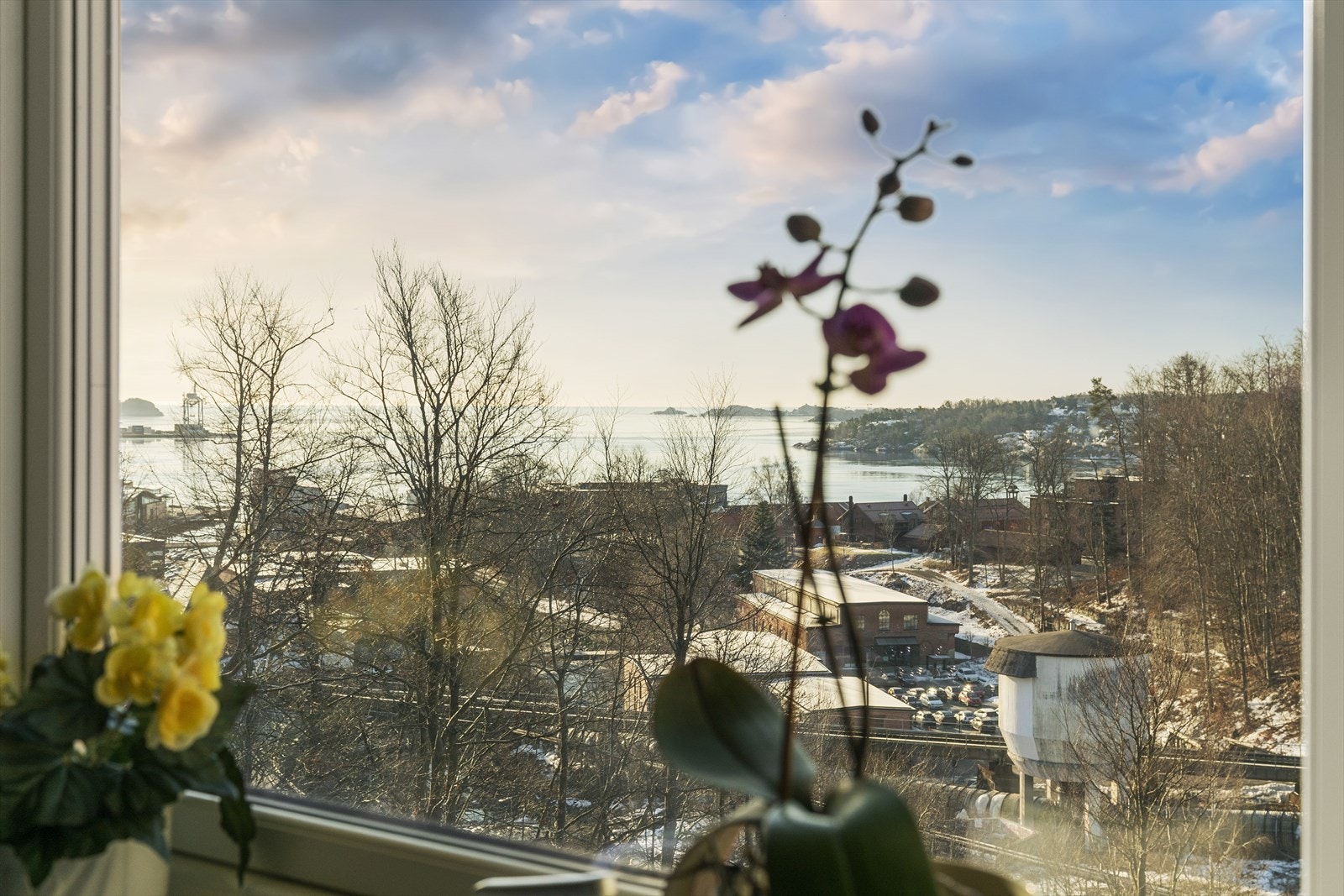 Hyggelig utsikt fra kjøkkenvinduet Galleribilde