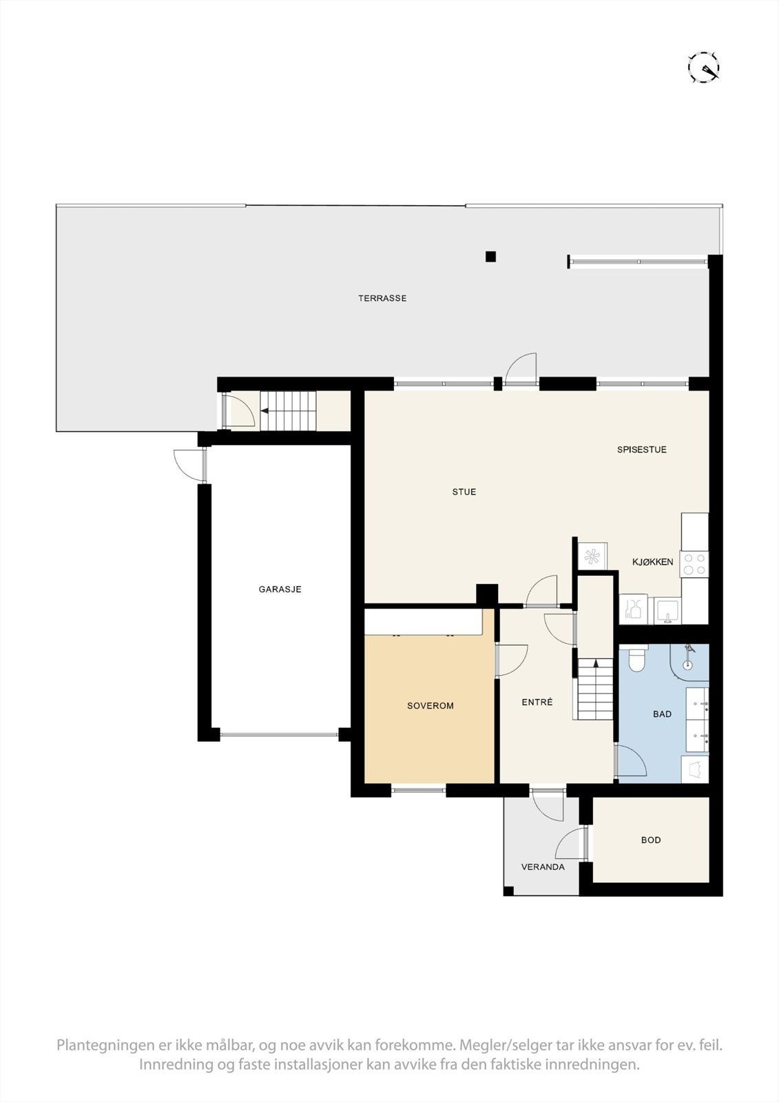 Plantegning 1.etg. BRA-i 63 m² og BRA-e 5 m² Galleribilde