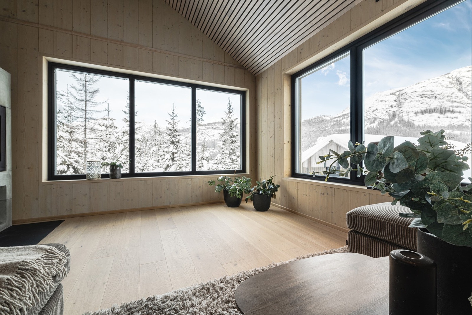 Fra stuen har du flott utsikt mot de flotte fjellformasjonene vest i dalen! Galleribilde