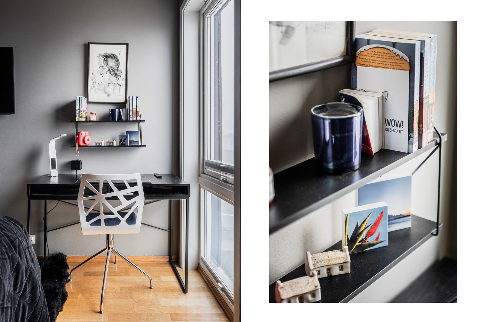 Et stille og lyst soverom med en praktisk planløsning. Galleribilde