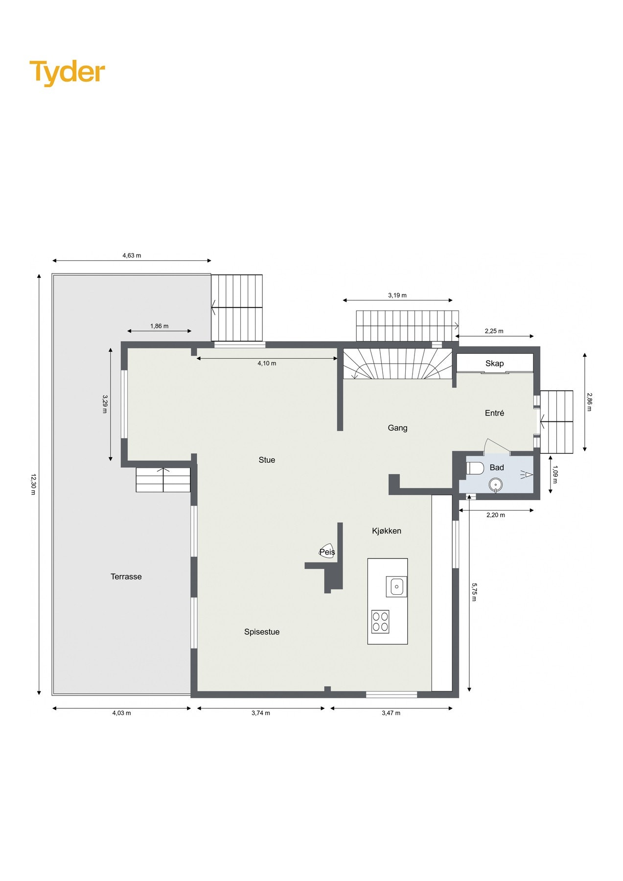 Plantegning 1. etasje Galleribilde