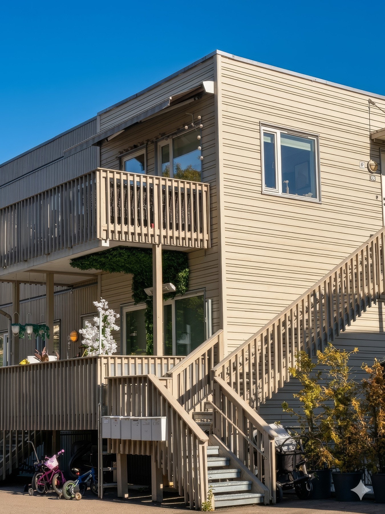 Leiligheten ligger i byggets 2. etasje med adkomst fra ytterytrapp Galleribilde