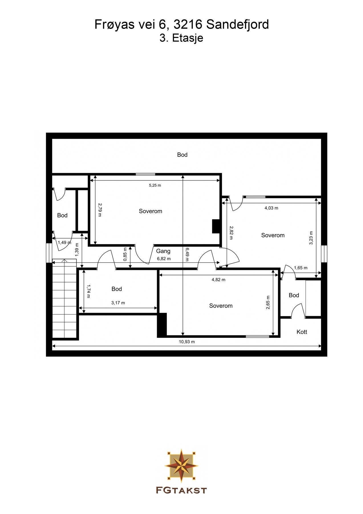 Plantegning 3.etasje - Se informasjon om etasjen under "ferdigattest" Galleribilde