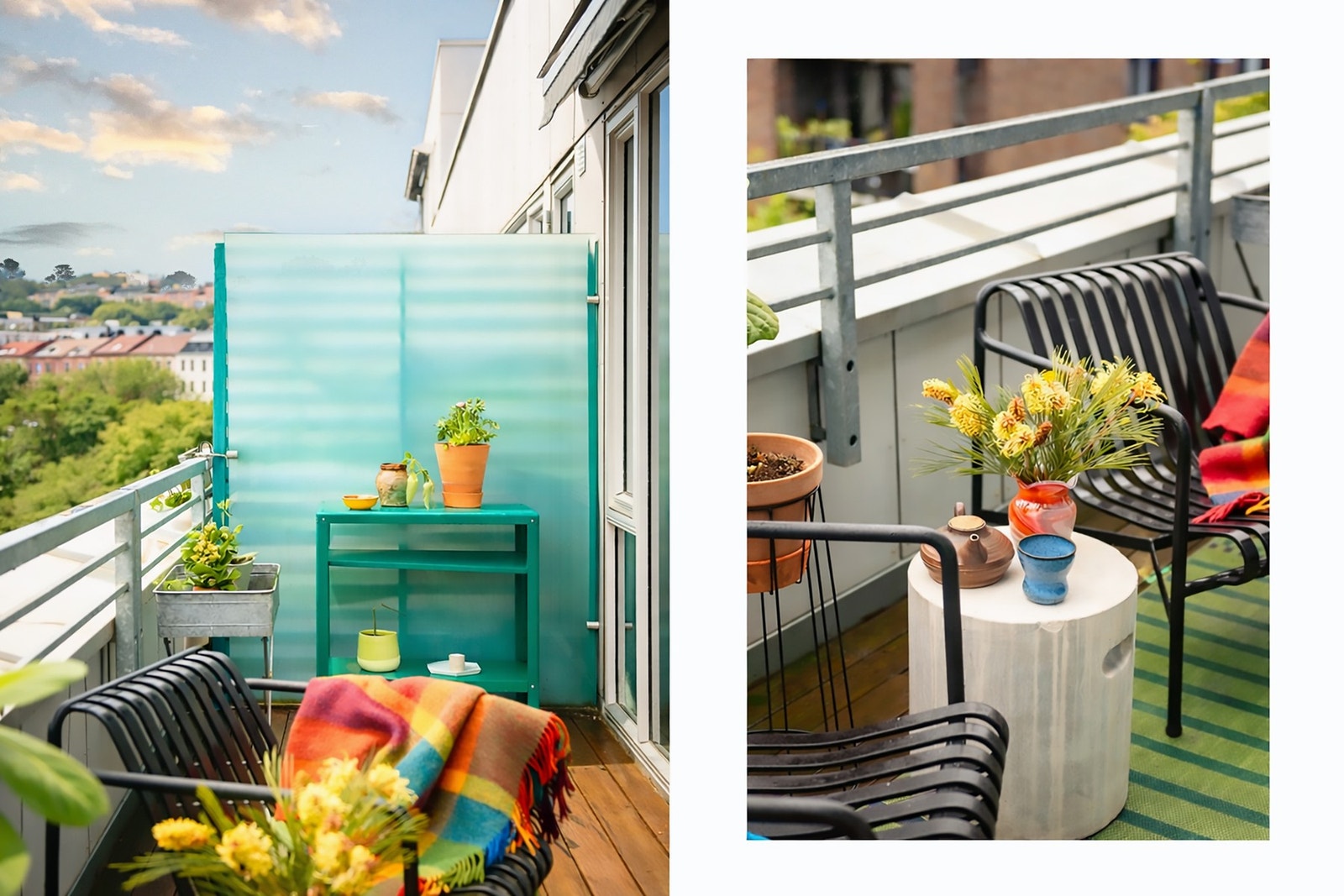 God plass til sittegruppe. Ny, veggmontert markise fra 2024. Galleribilde