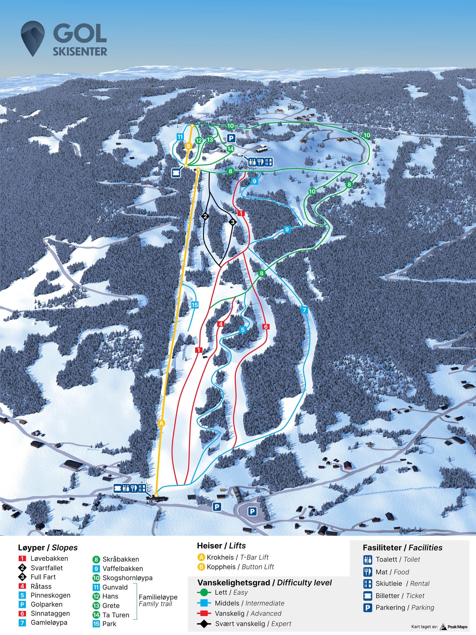Alpinbakke med flere løyper Galleribilde