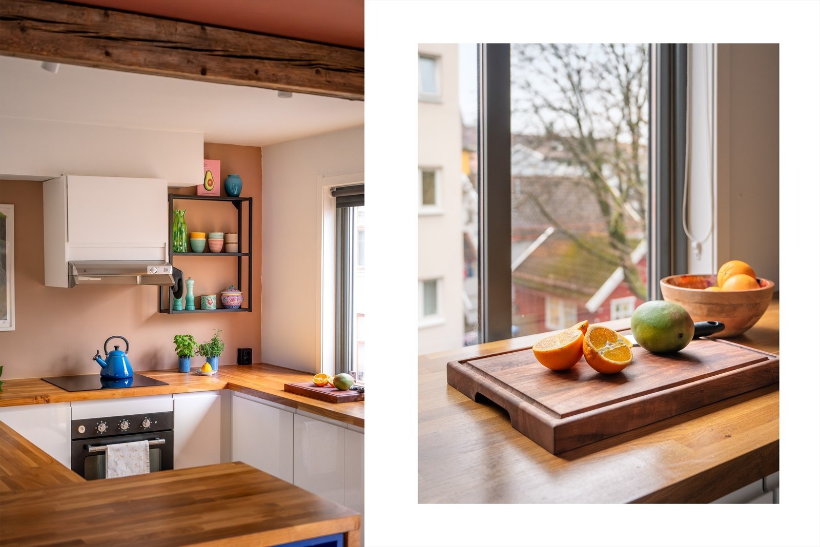 Her har du rikelig med arbeidsplass! Den flotte kjøkkenbenken strekker seg over tre vegger. Galleribilde