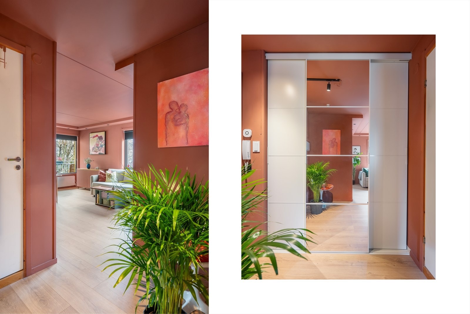 Garderoben har en flott speildør som skaper dybde i rommet. Galleribilde