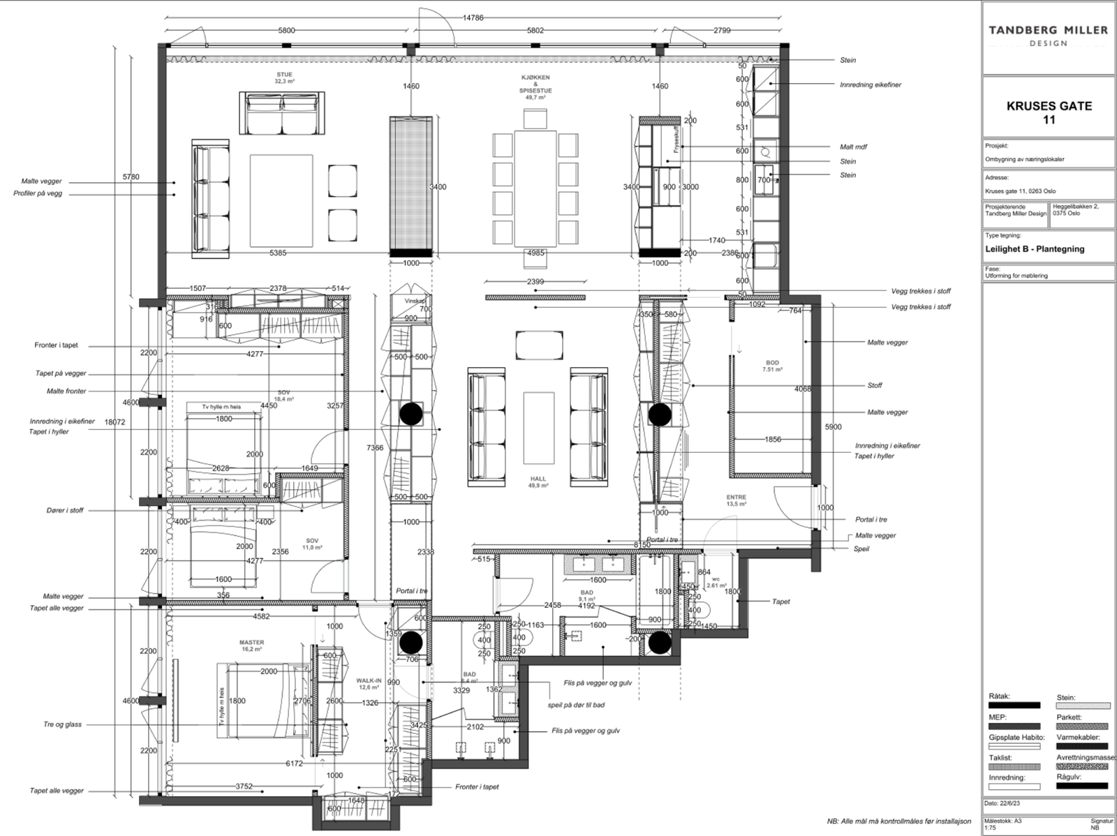 Planløsning. Leiligheten er på hele 240 kvm og har en svært gjennomtenkt planløsning. Galleribilde