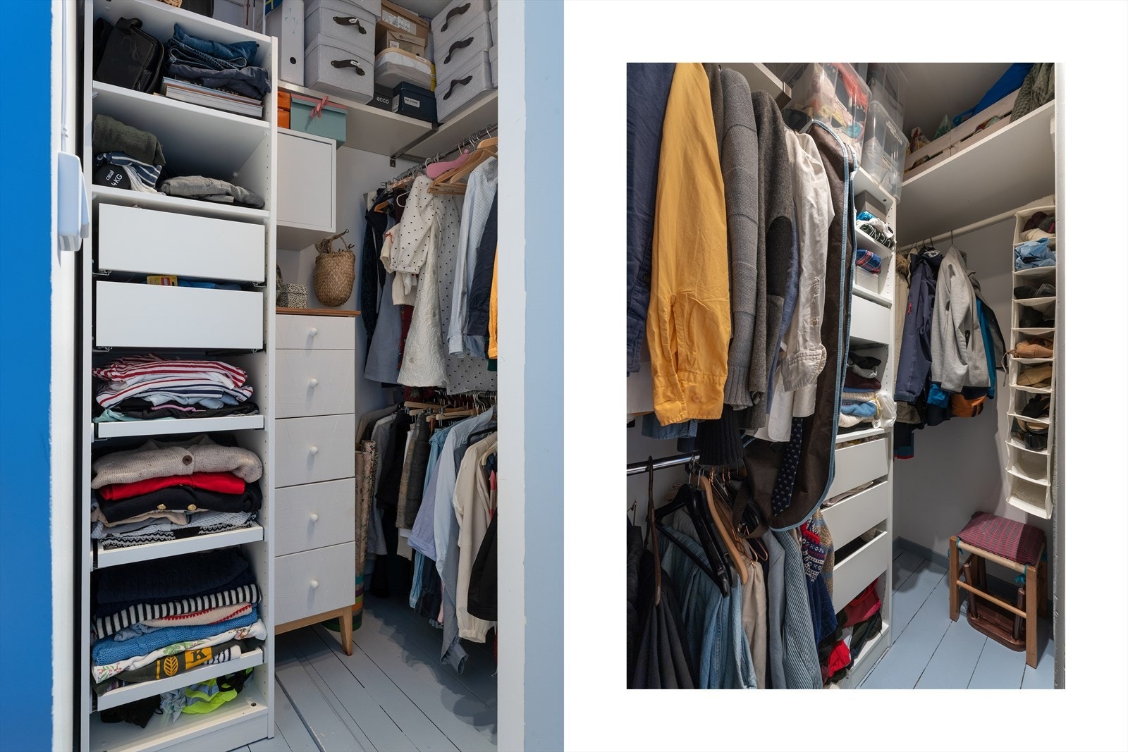 Den praktiske walk-in-garderoben gir gode oppbevaringsmuligheter på hovedsoverommet. Galleribilde