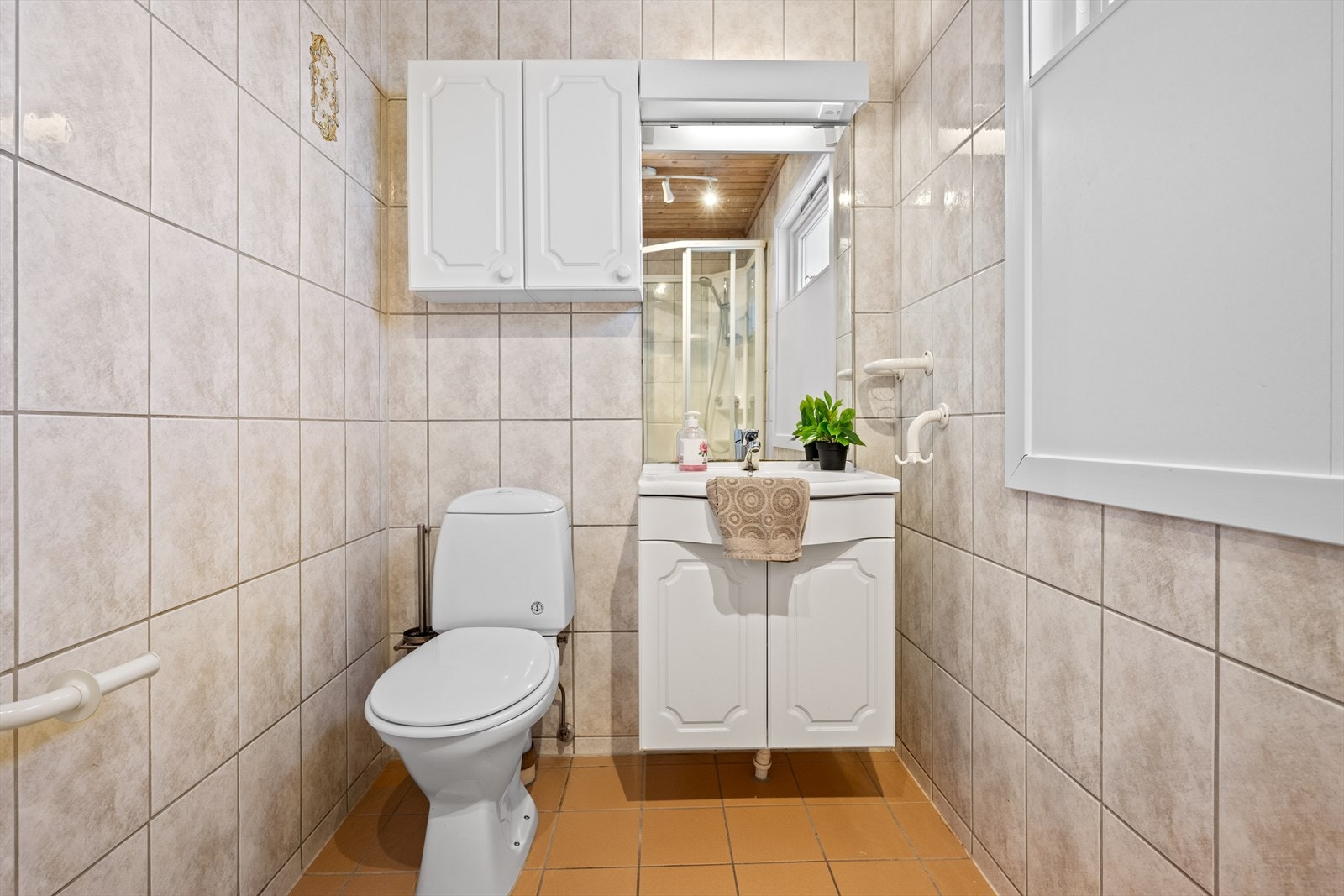 Toalett og servant i innredningen. Galleribilde