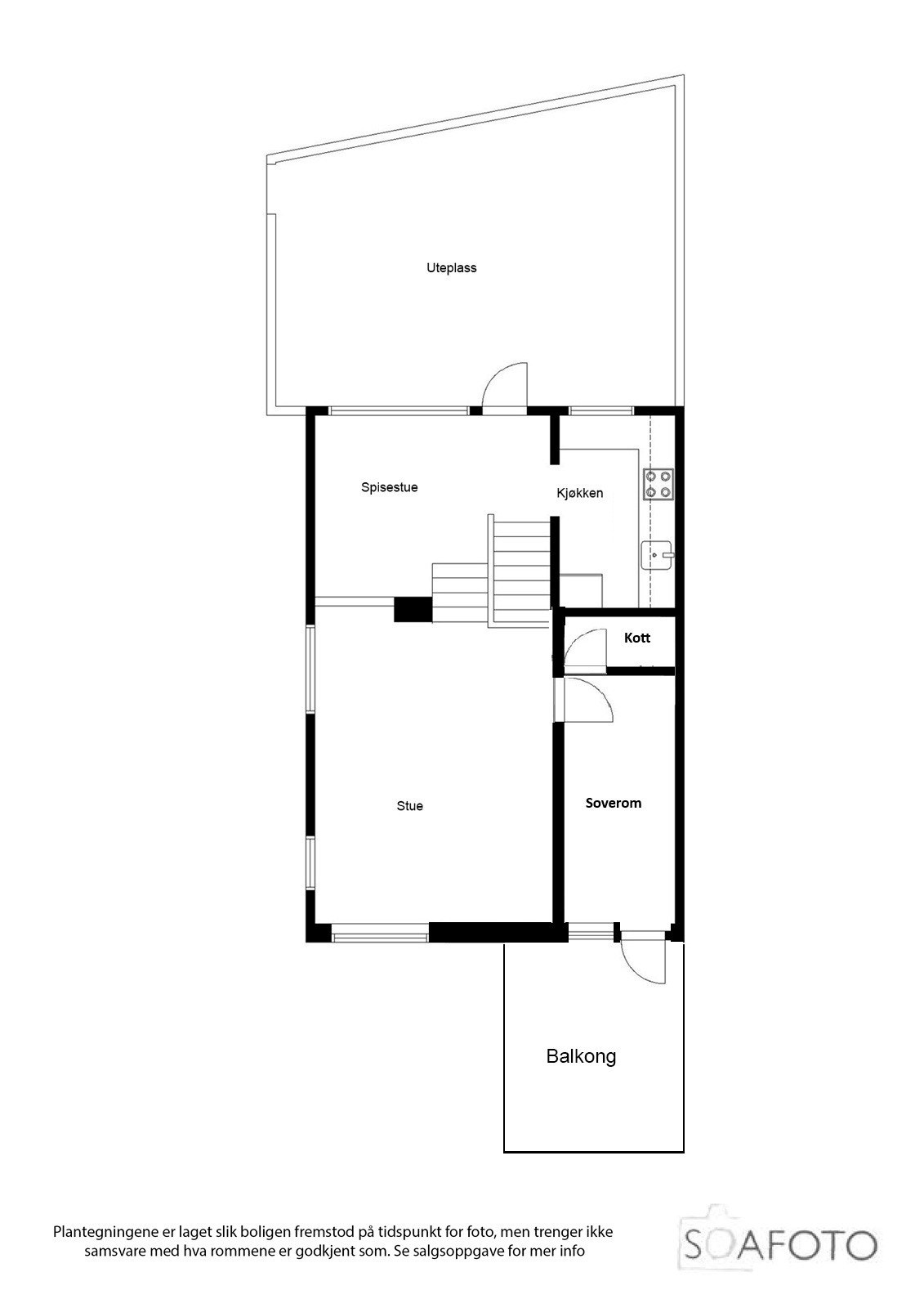 Opprinnelig plantegning med soverom i denne etasjen. Galleribilde