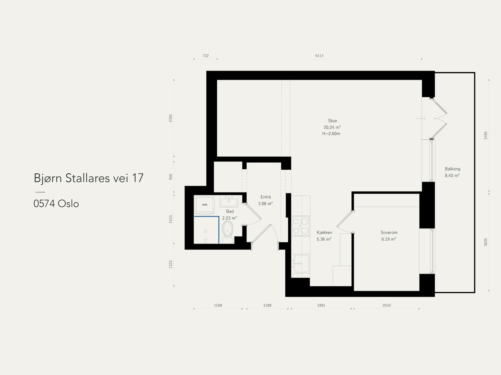 Plantegningen er utarbeidet av bygningssakkyndig. Leiligheten er 3D-scannet. Galleribilde