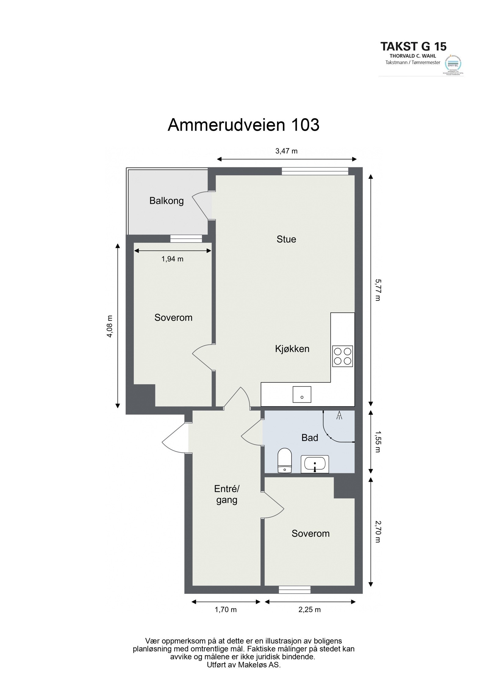 Opprinnelig 2 roms ombygget til 3 roms med solrik balkong. Galleribilde