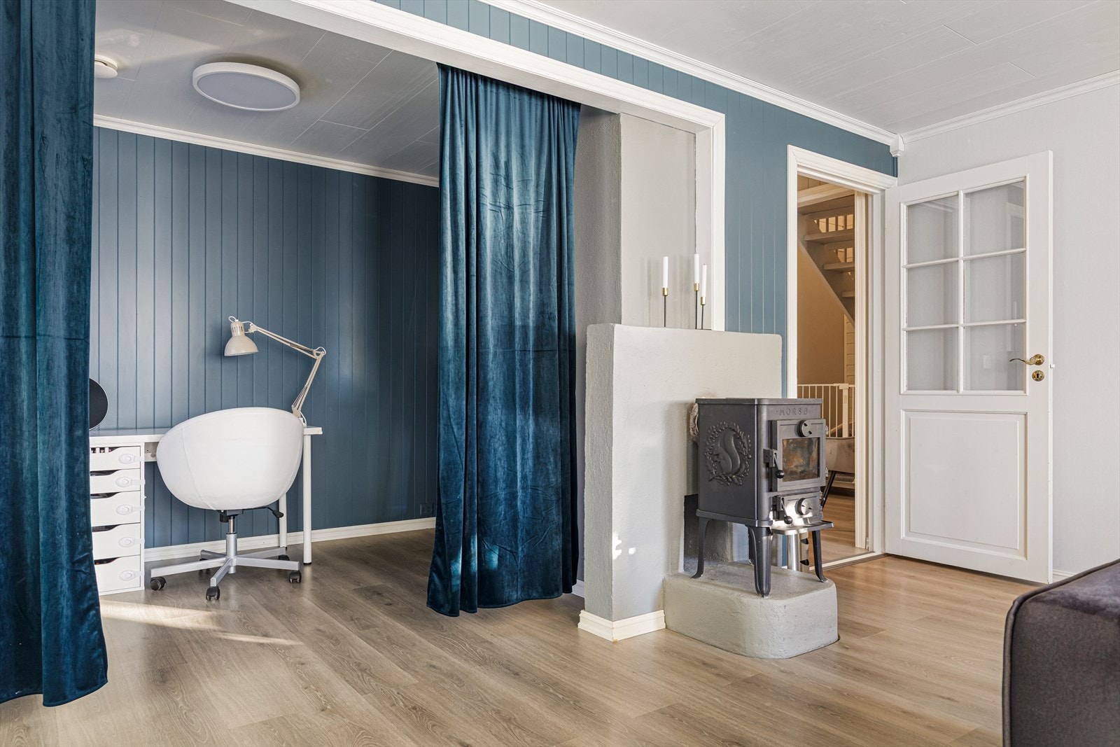 Seksjonen er inntegnet med et soverom her, i dag en del av stue Galleribilde