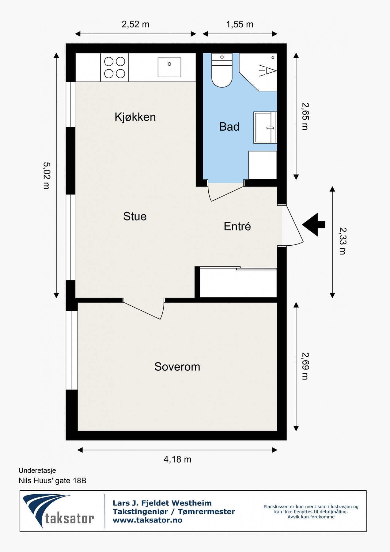 Plantegning med mål. Galleribilde