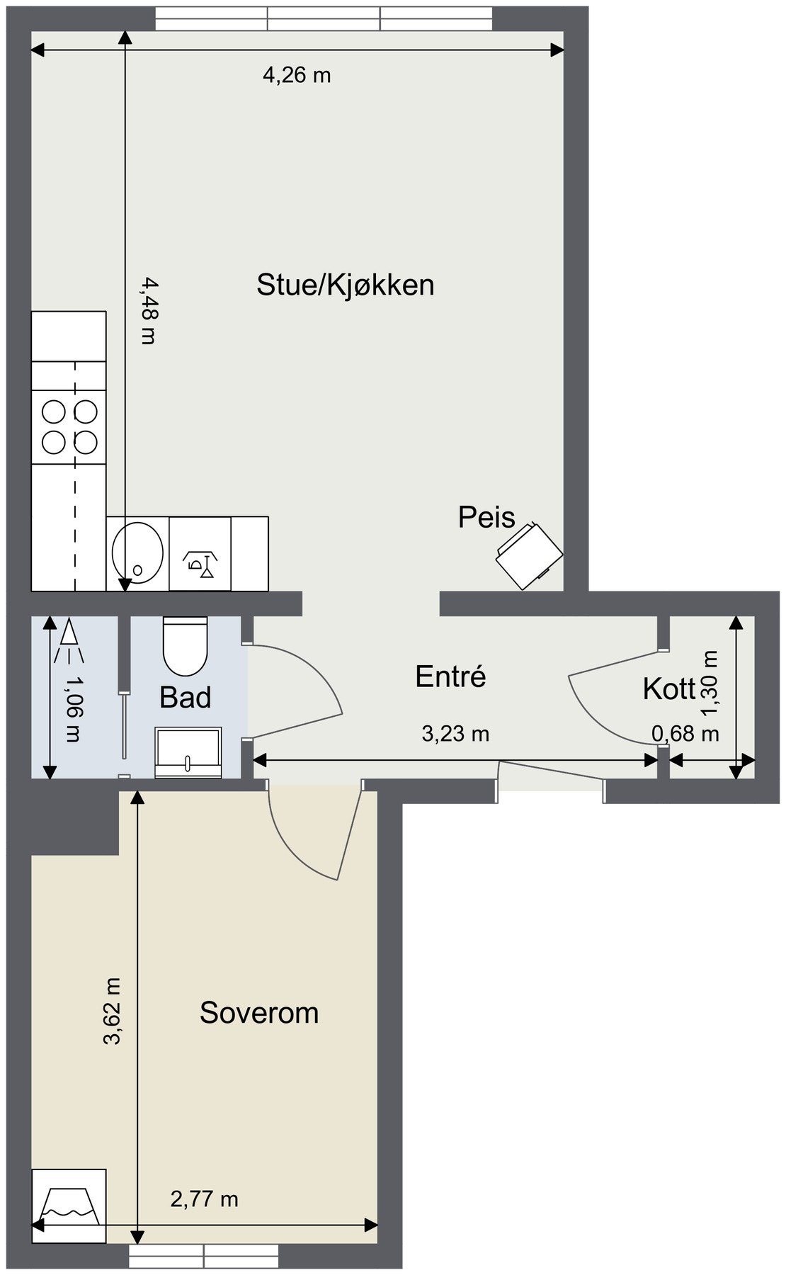 Plantegning. Skissen er ikke målbar og kun ment som illustrasjon. Avvik kan forekomme. Galleribilde