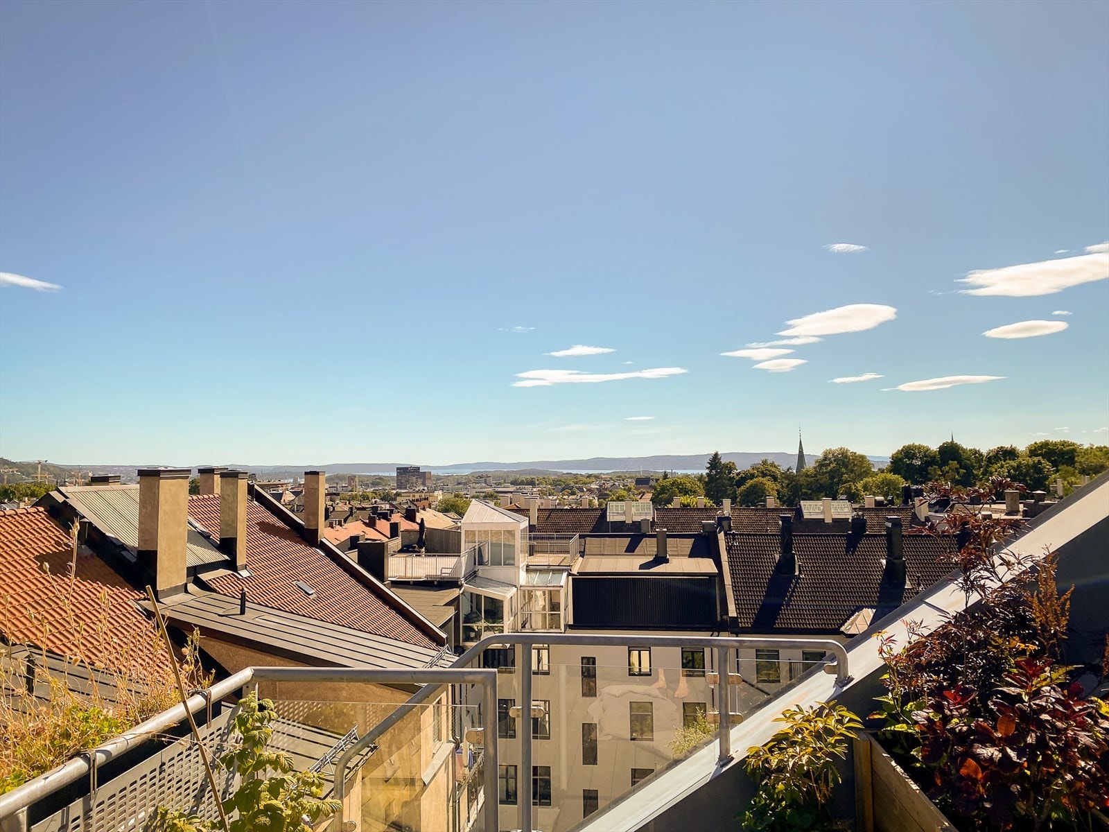 Fra takterrassen kan du nyte gode solforhold og en nydelig utsikt over byens tak. Galleribilde