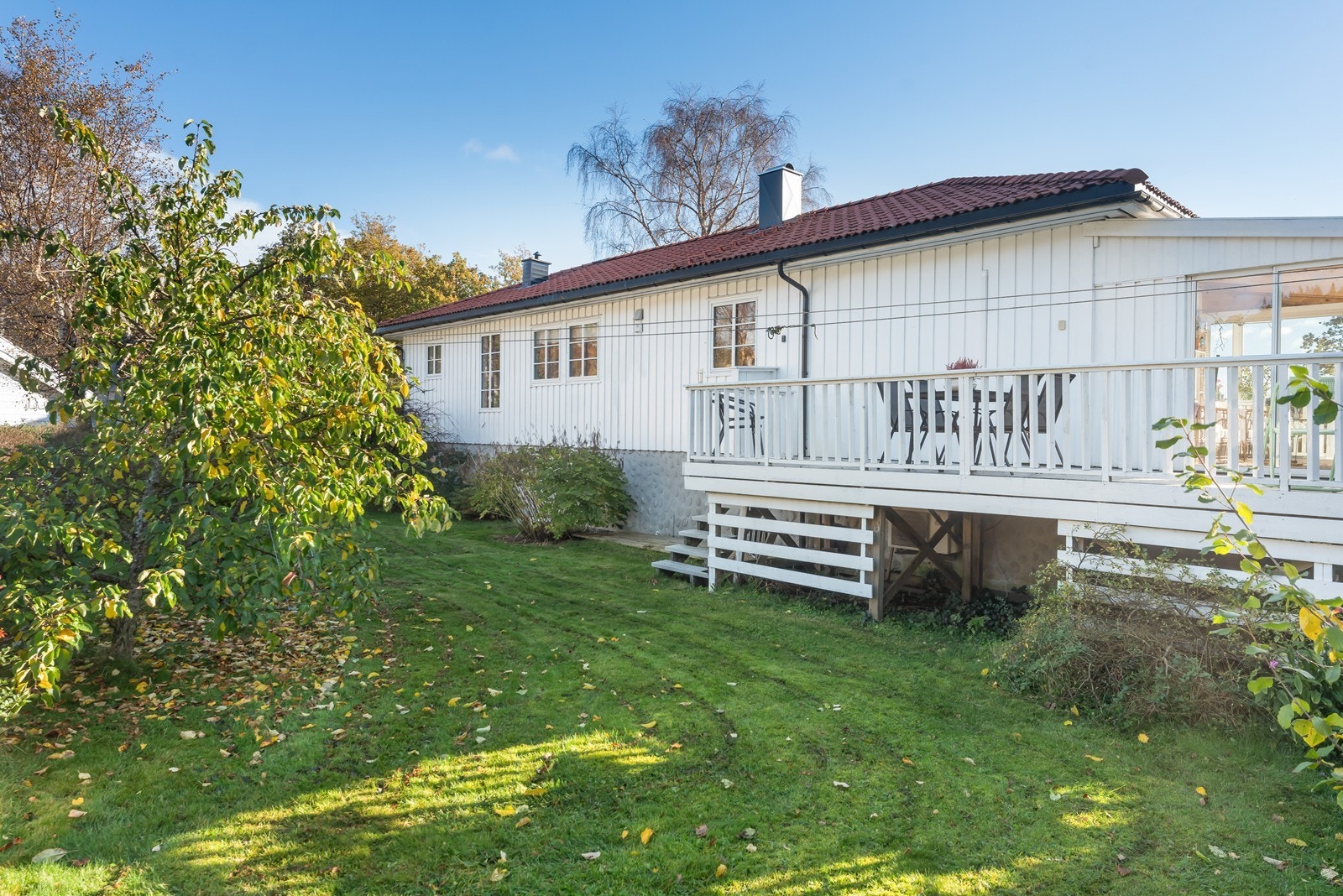 På baksiden av boligen er det flere frukttrær Galleribilde