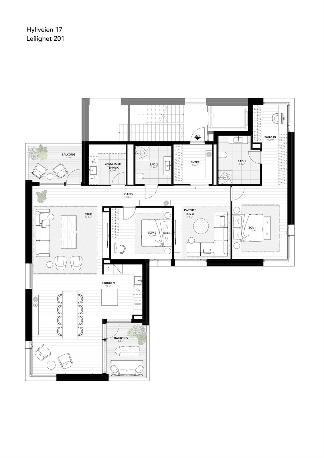 Plantegning Hyllveien 17 - Leilighet D2 Galleribilde