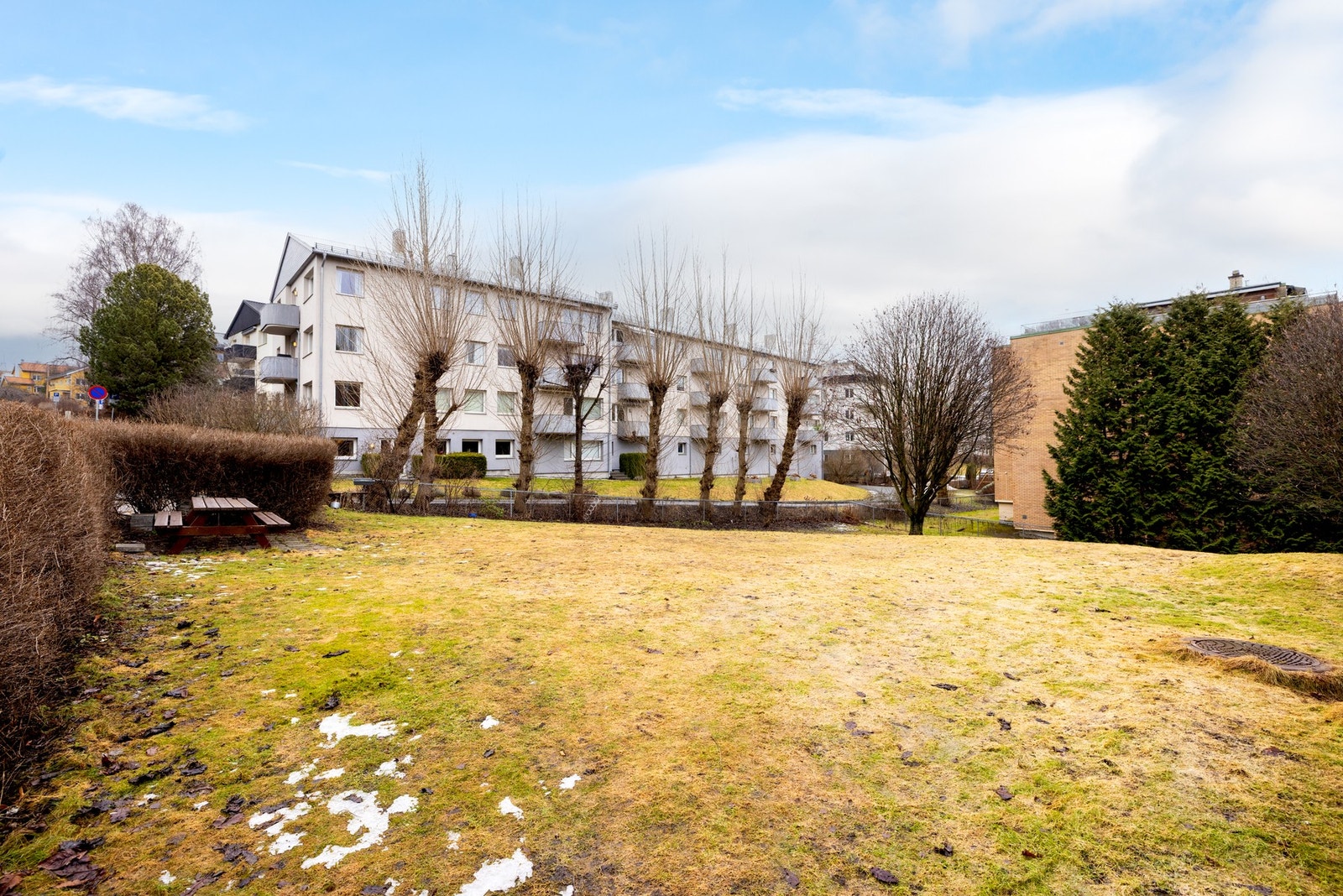 Sameiet har pene fellesområder med plen, beplantning og sittegrupper. Galleribilde