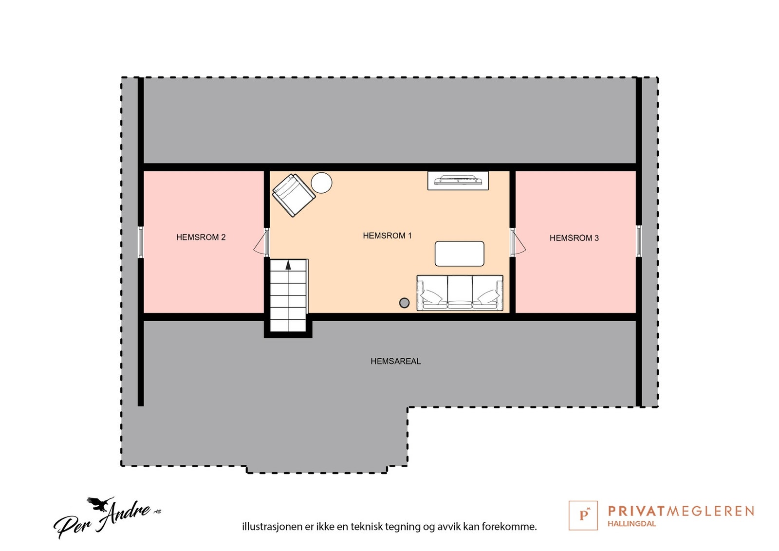 Plantegning som viser hemsen. Galleribilde
