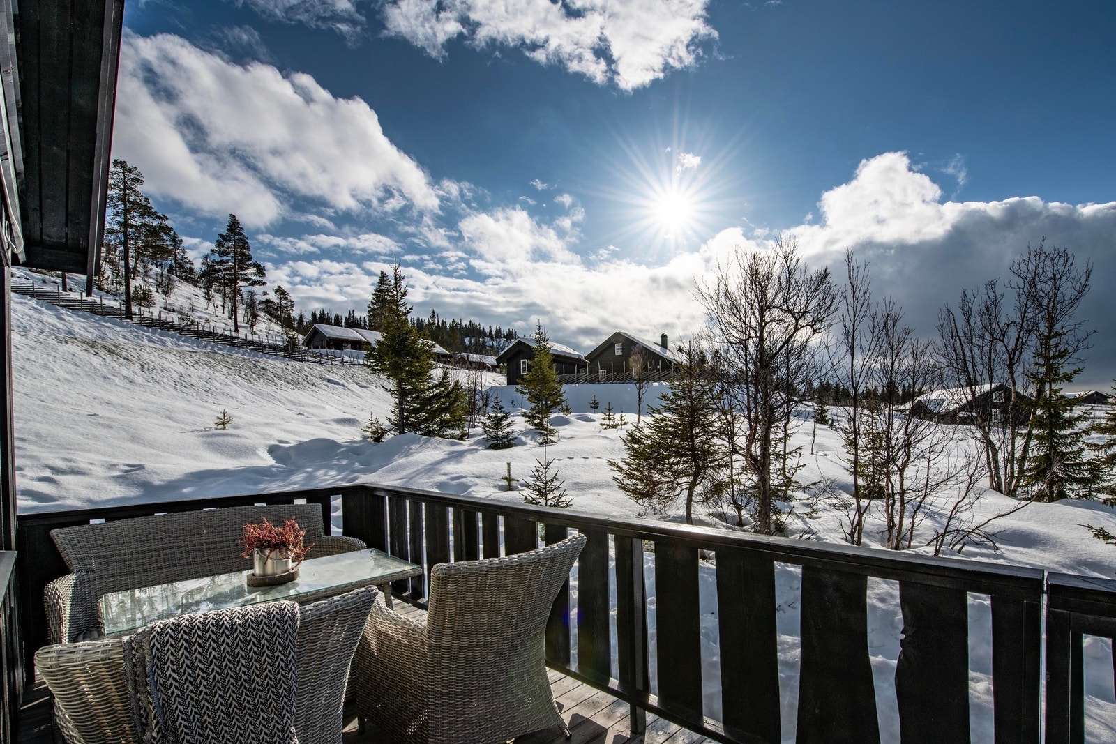 Her kan man nyte sola i hytteveggen. Galleribilde