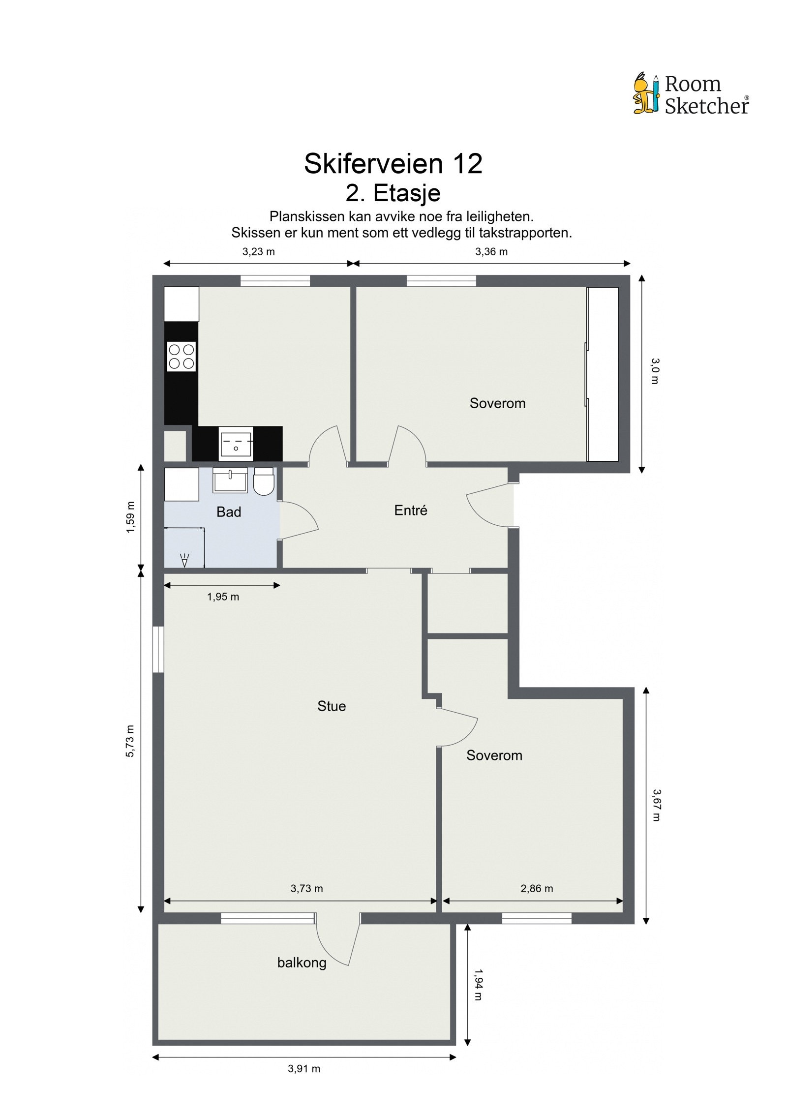 Leiligheten disponerer en kjellerbod på ca. 3,3 m² og en loftsbod med ett gulvareal på 9,8 m² med skråtak, målbart areal på ca. 5 m² Galleribilde