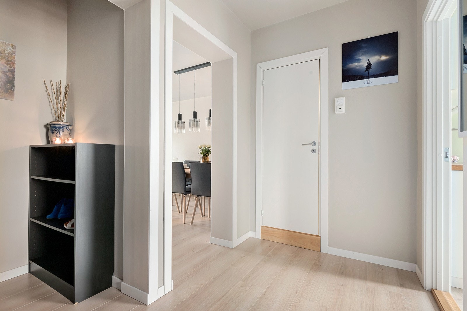 Praktisk éntre med innvendig bod hvor det er god plass til å henge fra seg yttertøy og sette fra seg sko. Galleribilde