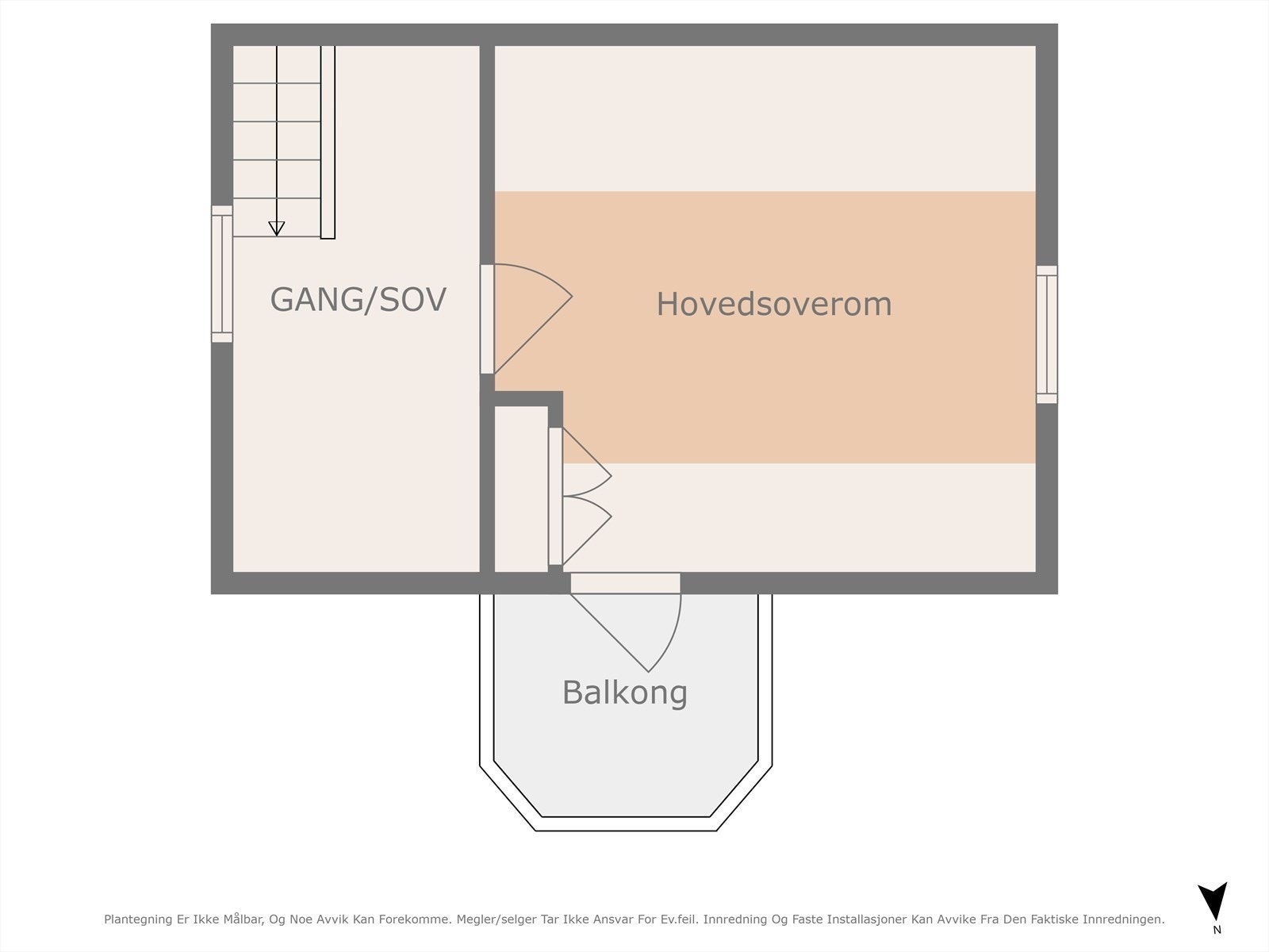 Andre etasje - Hovedsoverom og sengeplass i gang. Galleribilde