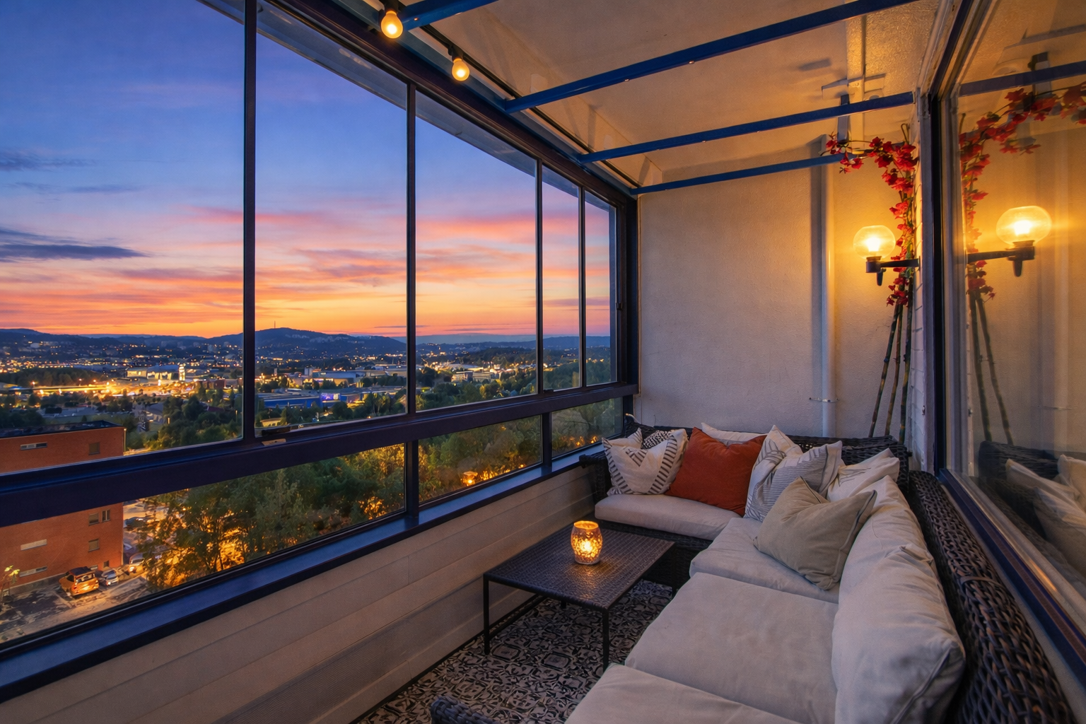 På grunn av tåke ved fotografering er utsikten delvis illustrert. Bildet er ment å gi et inntrykk av utsiktsforholdene. Avvik kan forekomme. Galleribilde