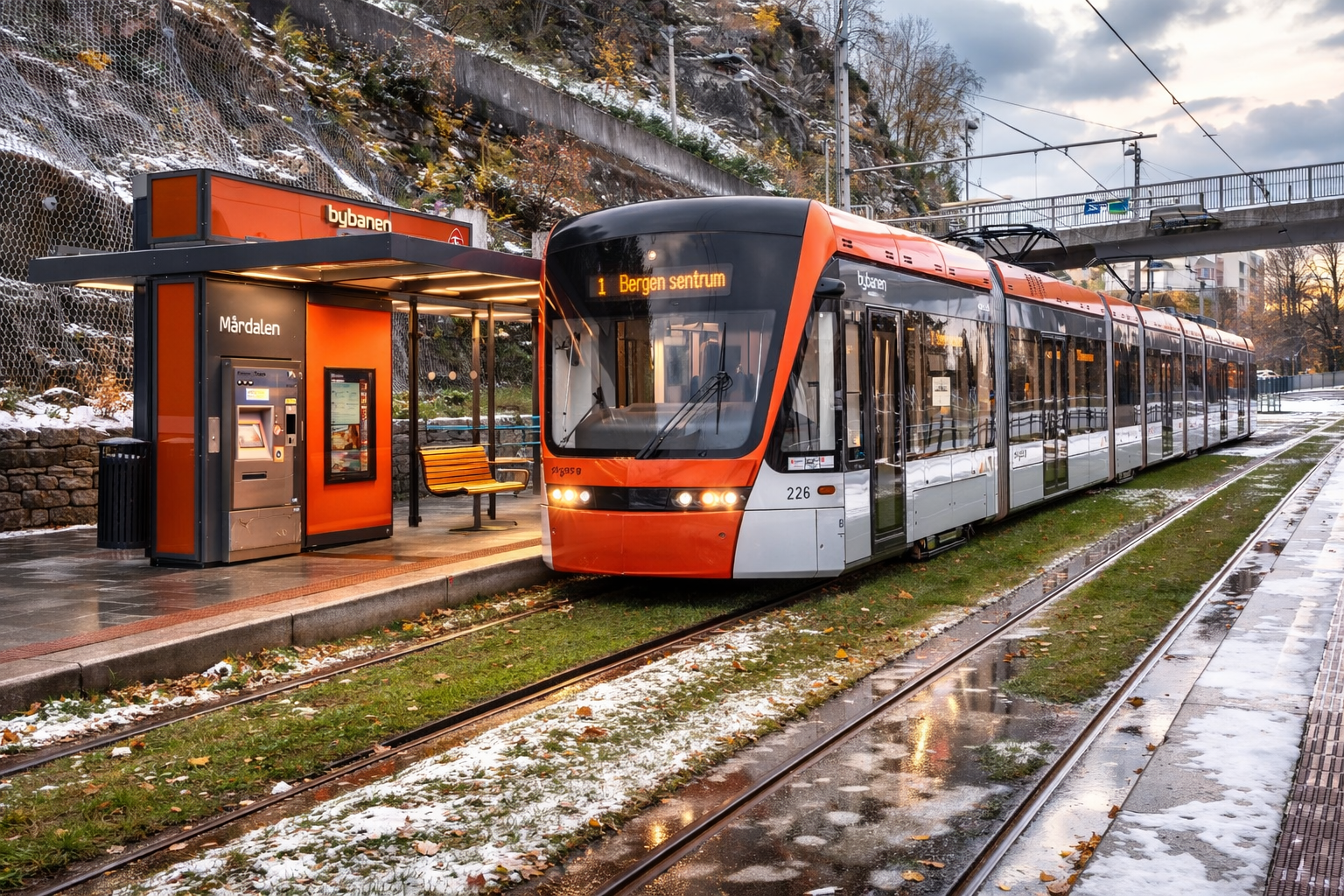Kort gåavstand til bybanestoppet i Mårdalen Galleribilde