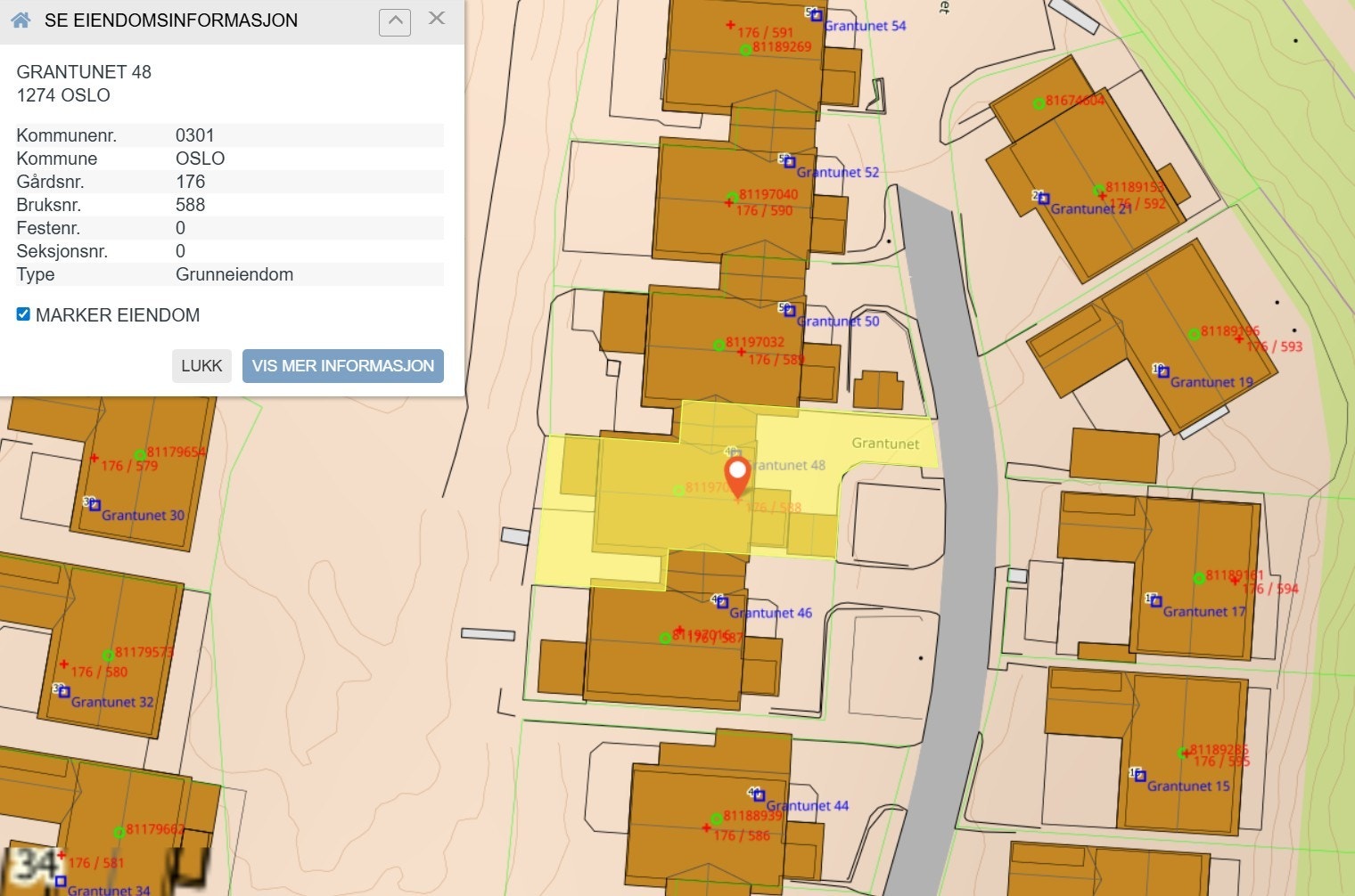 Eiendommens tomtegrense. Galleribilde