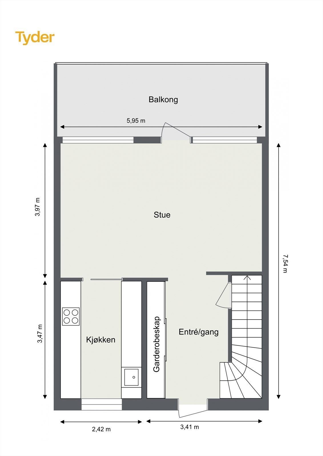 Plantegning 6.etasje - leilighetens første plan. Galleribilde
