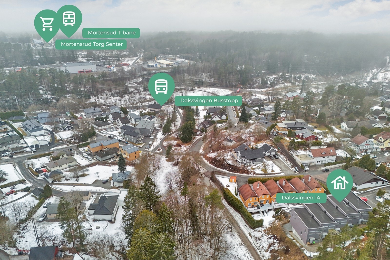 Området har mye flott natur og kort avstand til butikker og annet servicetilbud. Galleribilde