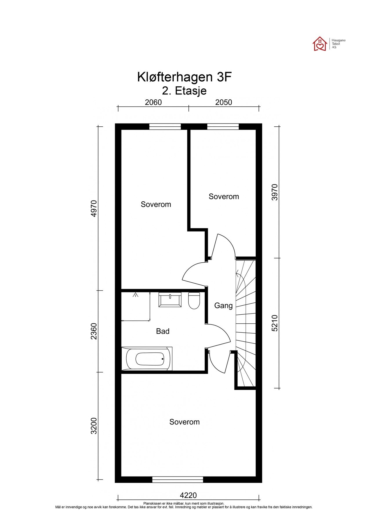 Planløsning for andre etasje på ca. 45kvm. Galleribilde