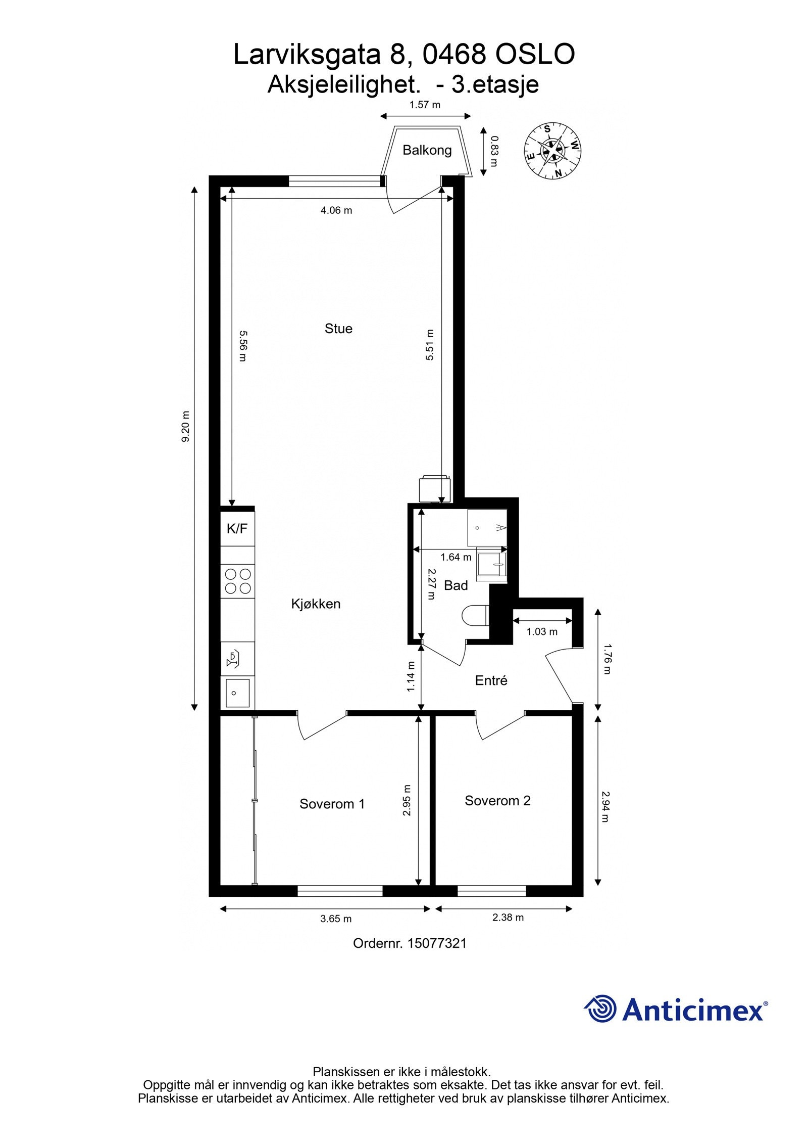 Plantegning med mål. Galleribilde