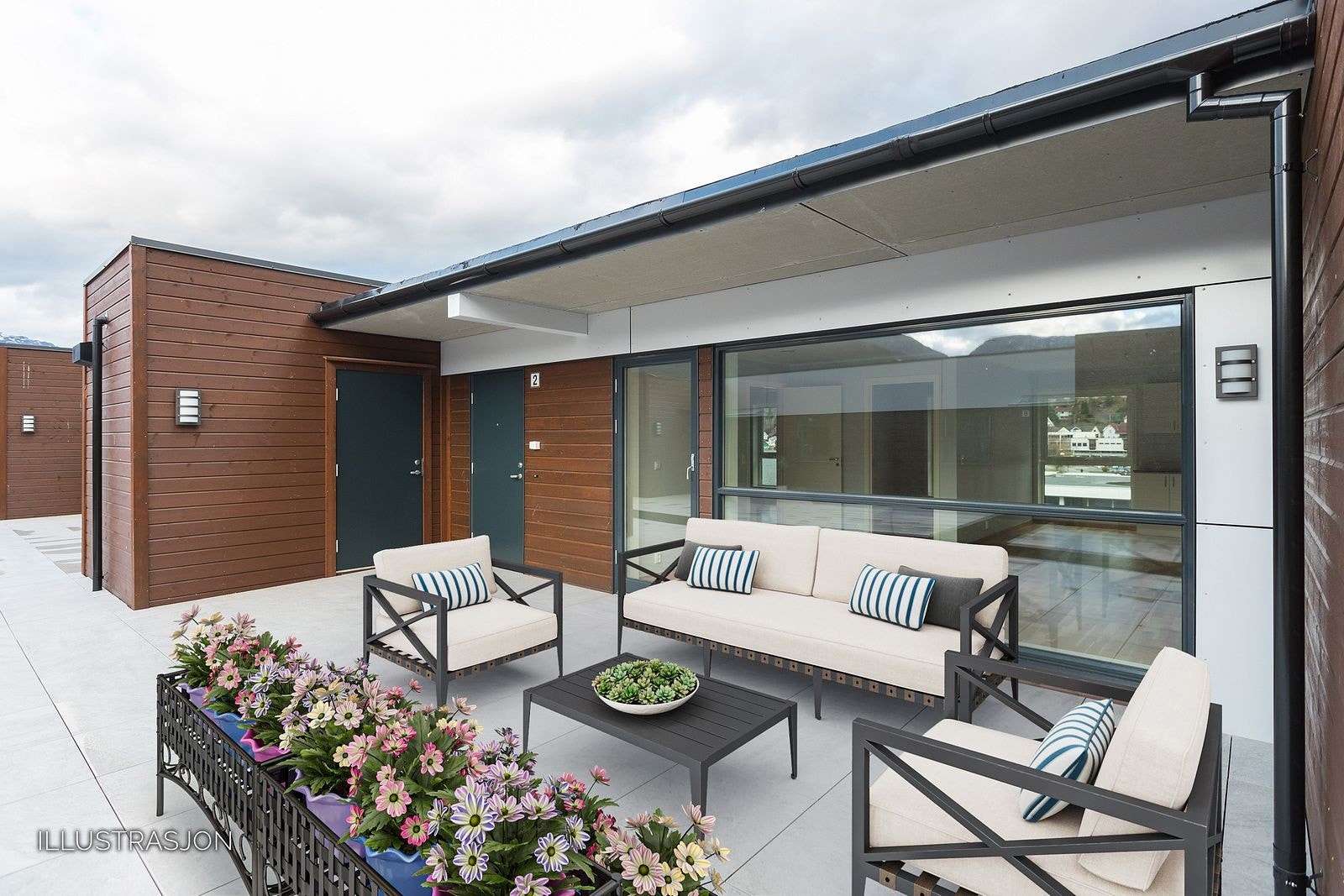 Uteplass med digital møblering (illustrasjon) Galleribilde