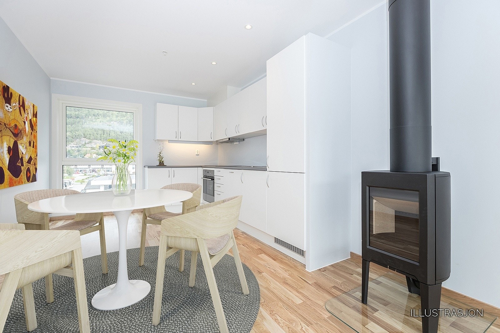 Kjøkken med digital møblering (illustrasjon) Galleribilde