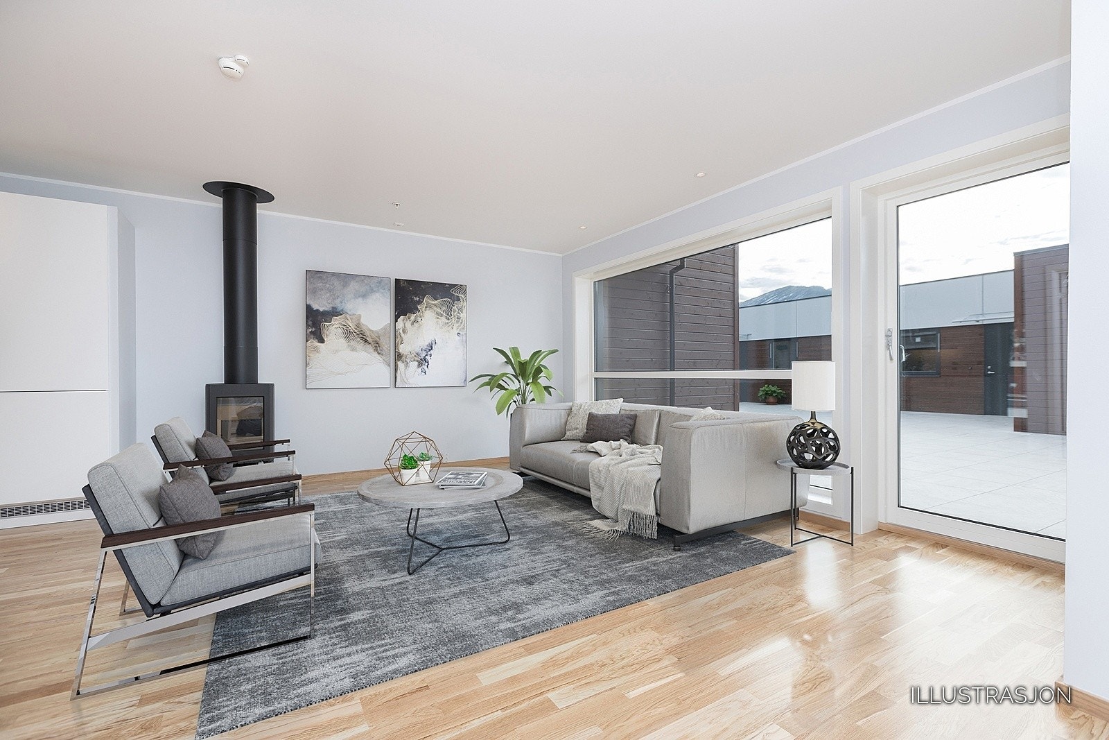 Stove med digital møblering (illustrasjon) Galleribilde