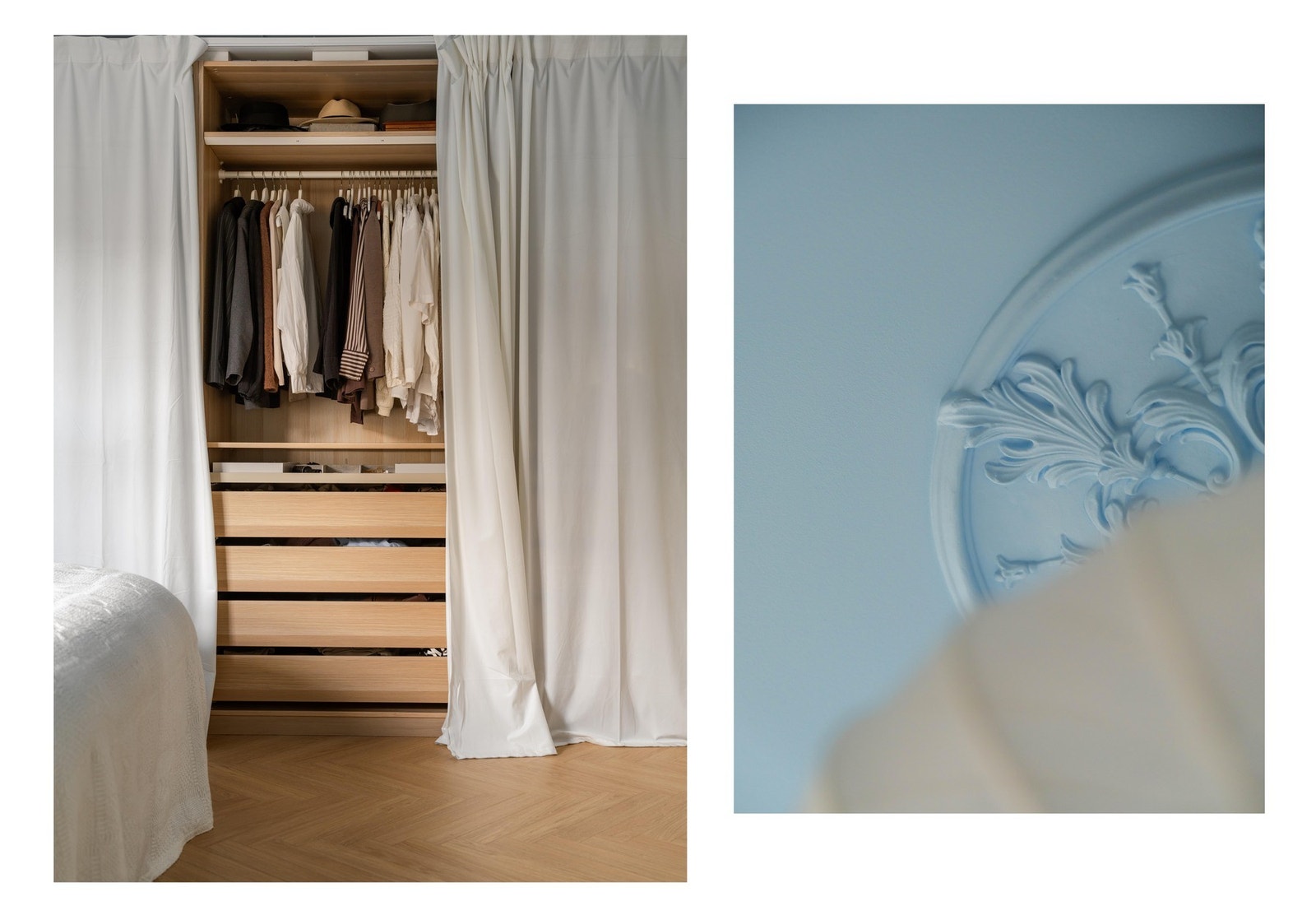 Praktisk IKEA PAX-garderobeløsning langs hele veggen gir svært gode oppbevaringsmuligheter. Garderoben medfølger ved salg. Galleribilde