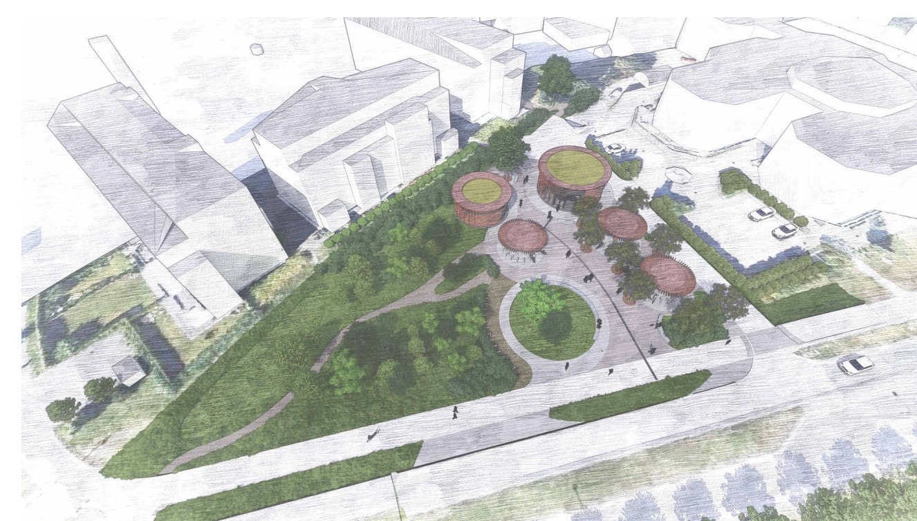 Illustrasjon av kommende T-bane ved Fornebuporten (estimert ferdig i 2029). Kun 15 min gange. Galleribilde